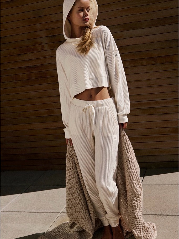 Alo Ribbed Sweat Set In Bone | Worn Once